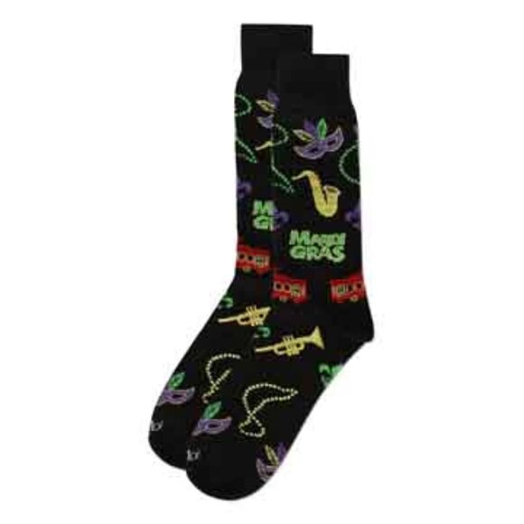 Mardi Gras New Orleans Men's Novelty Socks by MeMoi - Picture 2 of 3